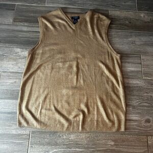 Dockers Men's L/G V-Neck Sweater Vest‎ Gold Acrylic Sleeveless Pullover Casual
